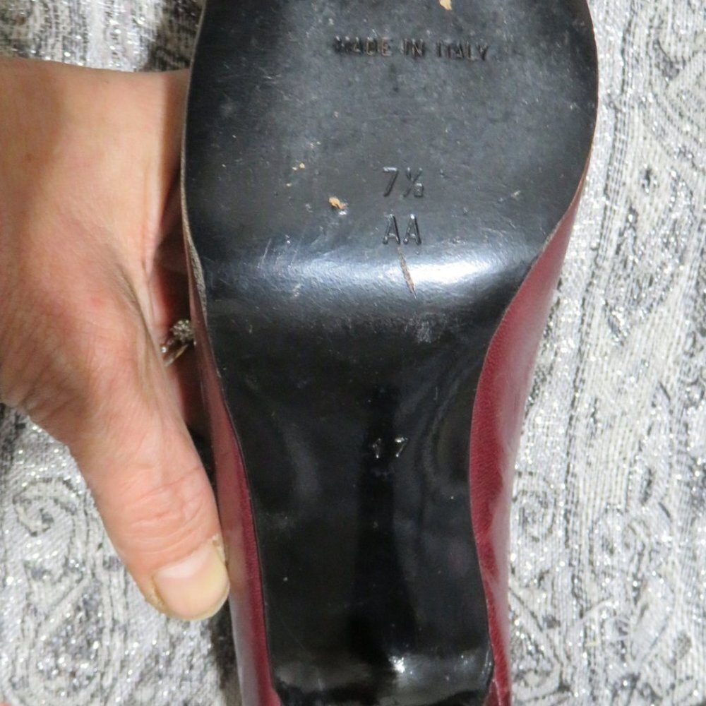BOGO Anne Klein Italian leather burgundy maroon pumps heels dress shoes size 7.5 - Picture 10 of 14